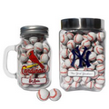 BOSTON RED SOX GLASS MASON JAR w/chocolate baseballs